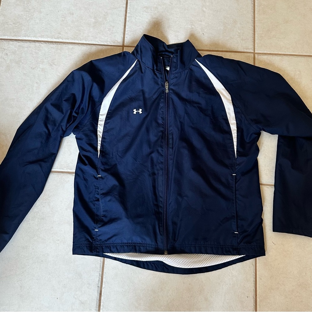 Under armour size medium, navy, and white windbreaker fully lined
